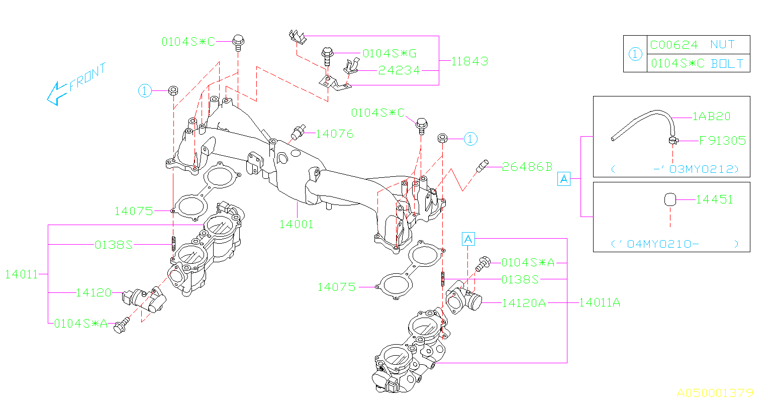 2006 Subaru Impreza Idle Speed Control Motor Motor Intake