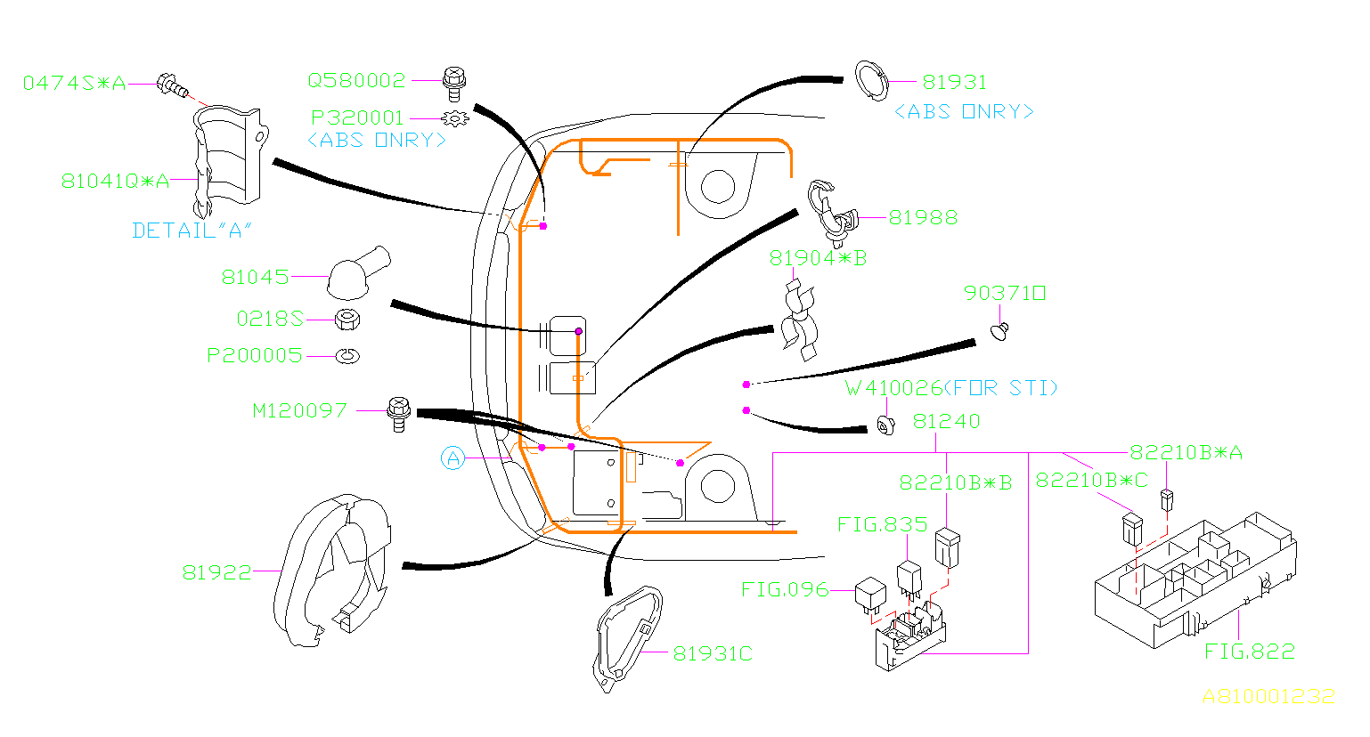 2006 Subaru WRX Protector. (Right, Front). WIRING, MAIN ...