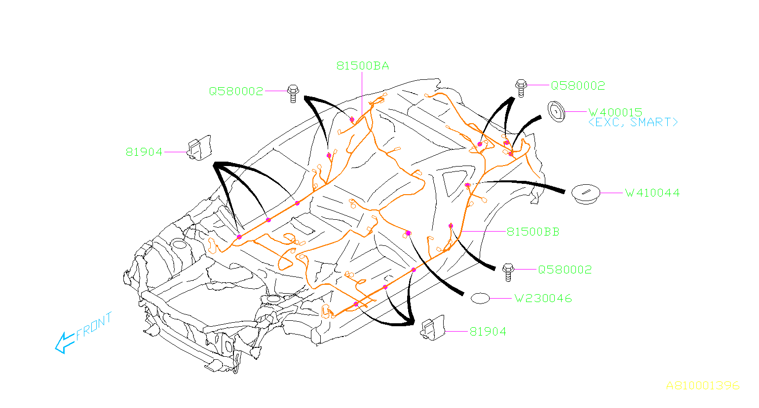2014 Subaru Brz Wiring Harness R Left Rear Main